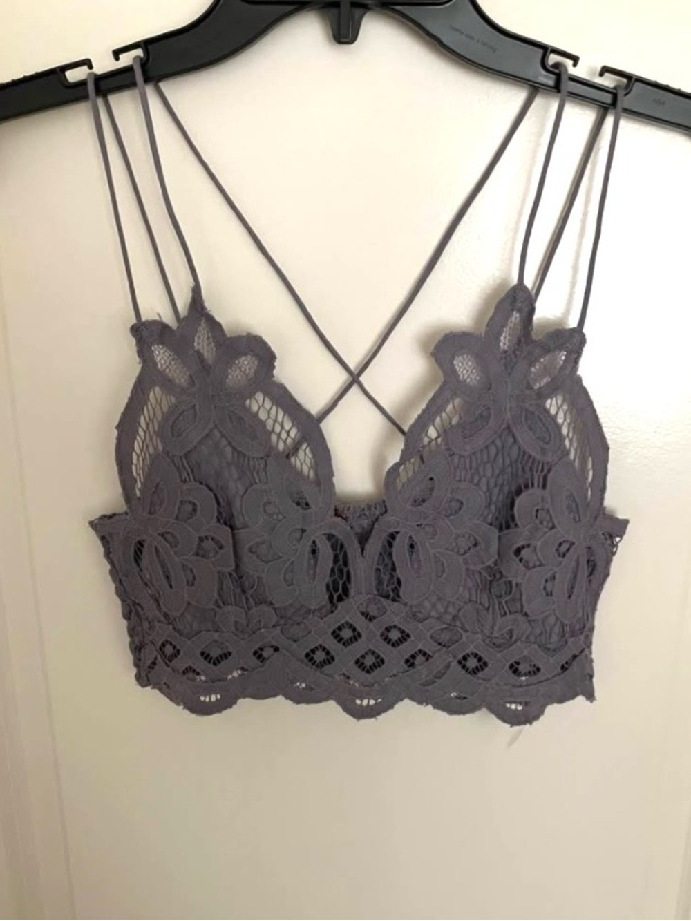 Free People One Adella Lace Bralette, Grey, S